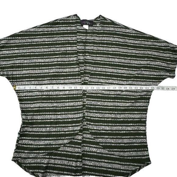 Say Anything Green Stripe Cardigan Open Front Top Medium - Picture 7 of 9